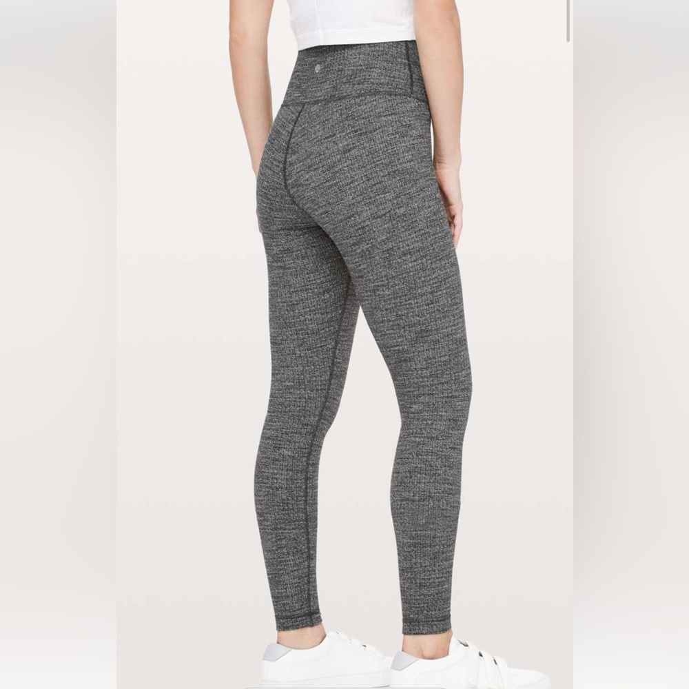 Lululemon Wunder Under HR Tight *28" Luon Variegated Knit Black Heathered Blk - Picture 3 of 11